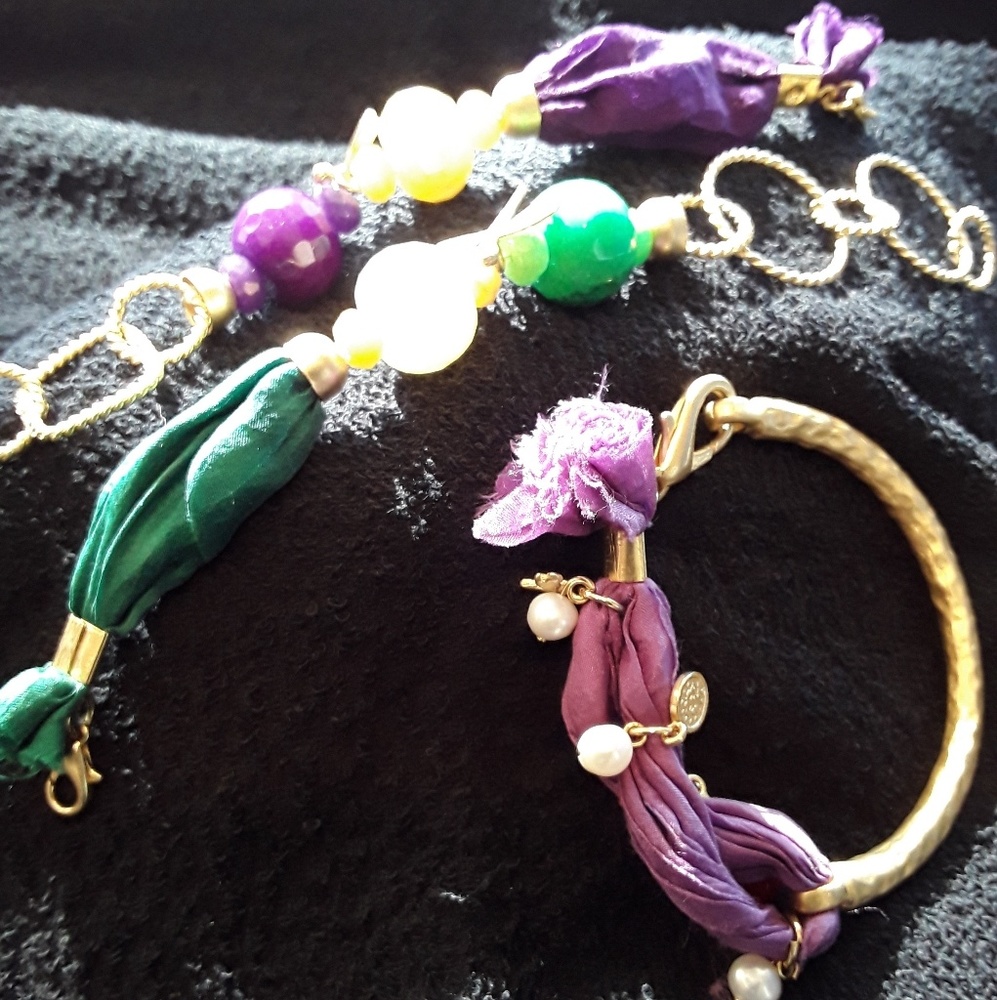 Three Colorful bracelet, lobster clasp with stones