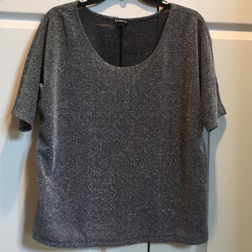 NWOT EXPRESS 3/4 Length Silver Shimmer Party Top🎉
