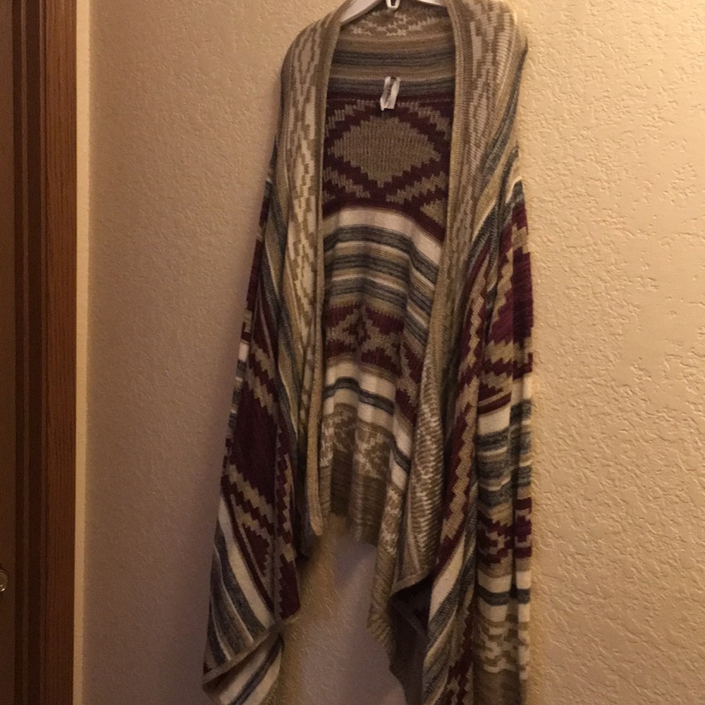 Draped Aztec Print Cardigan
