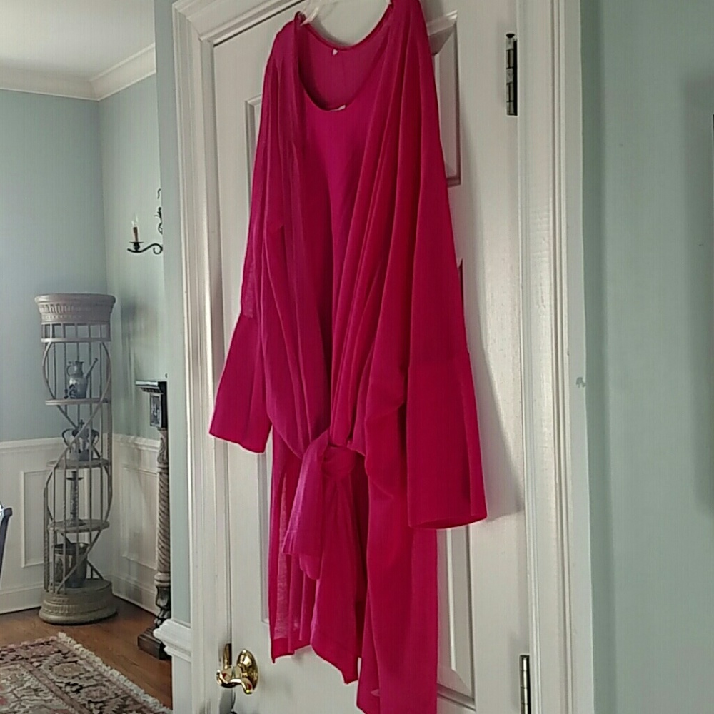 Hot Pink poly sweater w matched shell xl w sleeves