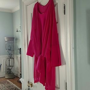 Hot Pink poly sweater w matched shell xl w sleeves