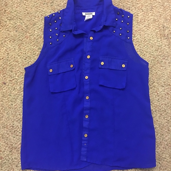 Blue button up blouse - Picture 1 of 2