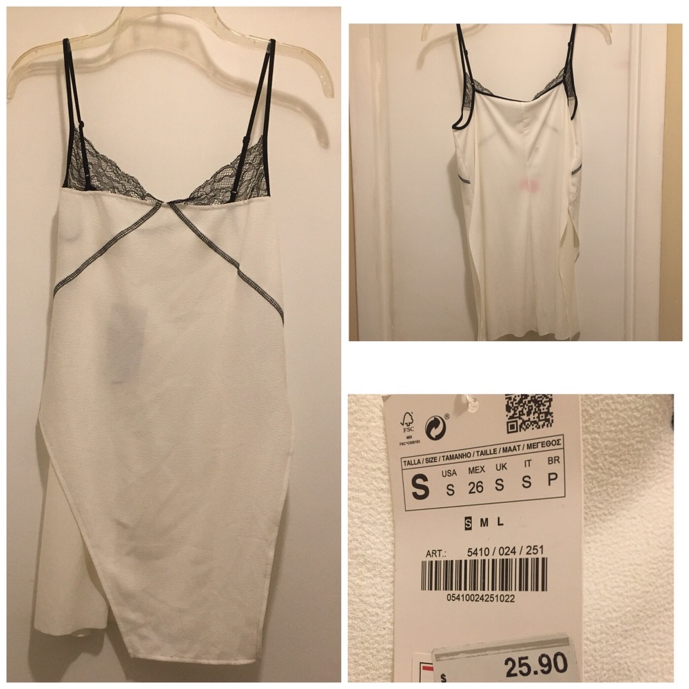 zara black & white cami never worn