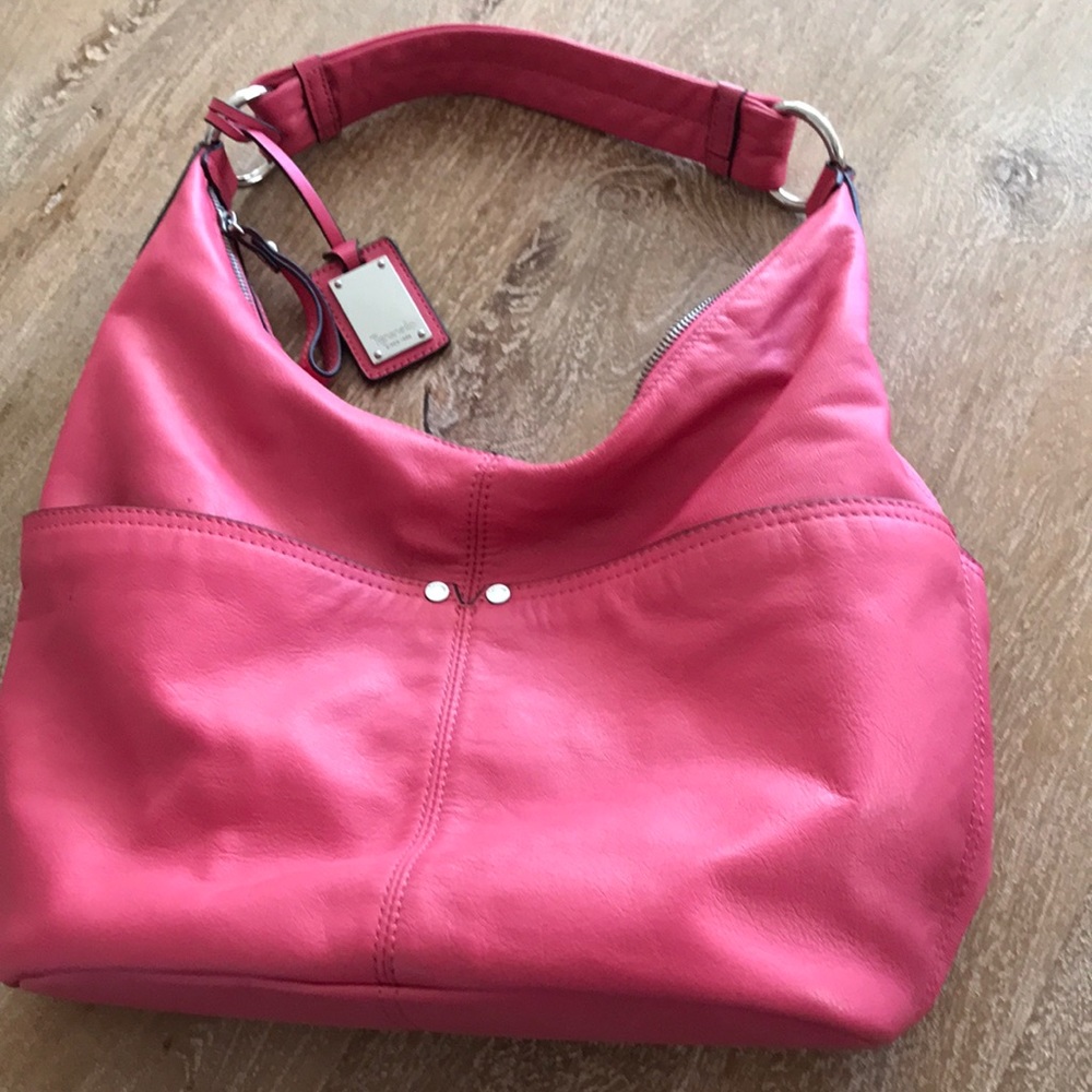 Tiangello pink leather hobo