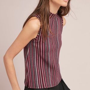 Mock Neck Jacquard Shell Top