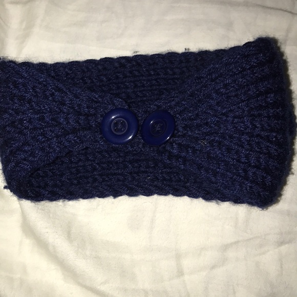 Navy blue knitted ear warmer - Picture 2 of 4