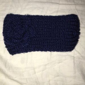 Navy blue knitted ear warmer