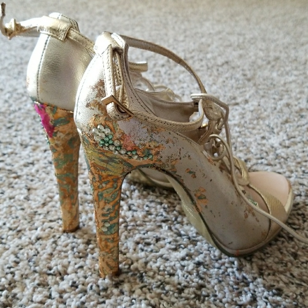 Gold Roberto Cavalli heels