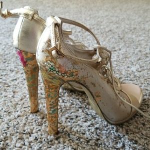Gold Roberto Cavalli heels