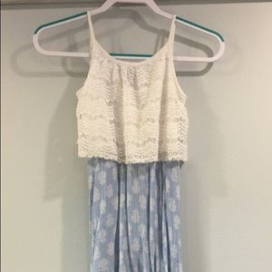 IZ Byer Girls size 10 white and blue dress