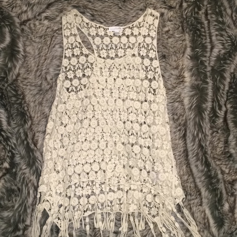 Crocheted floral layering top by Charming Charlie