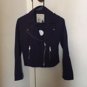 NWT En Creme Blue Moto Jacket
