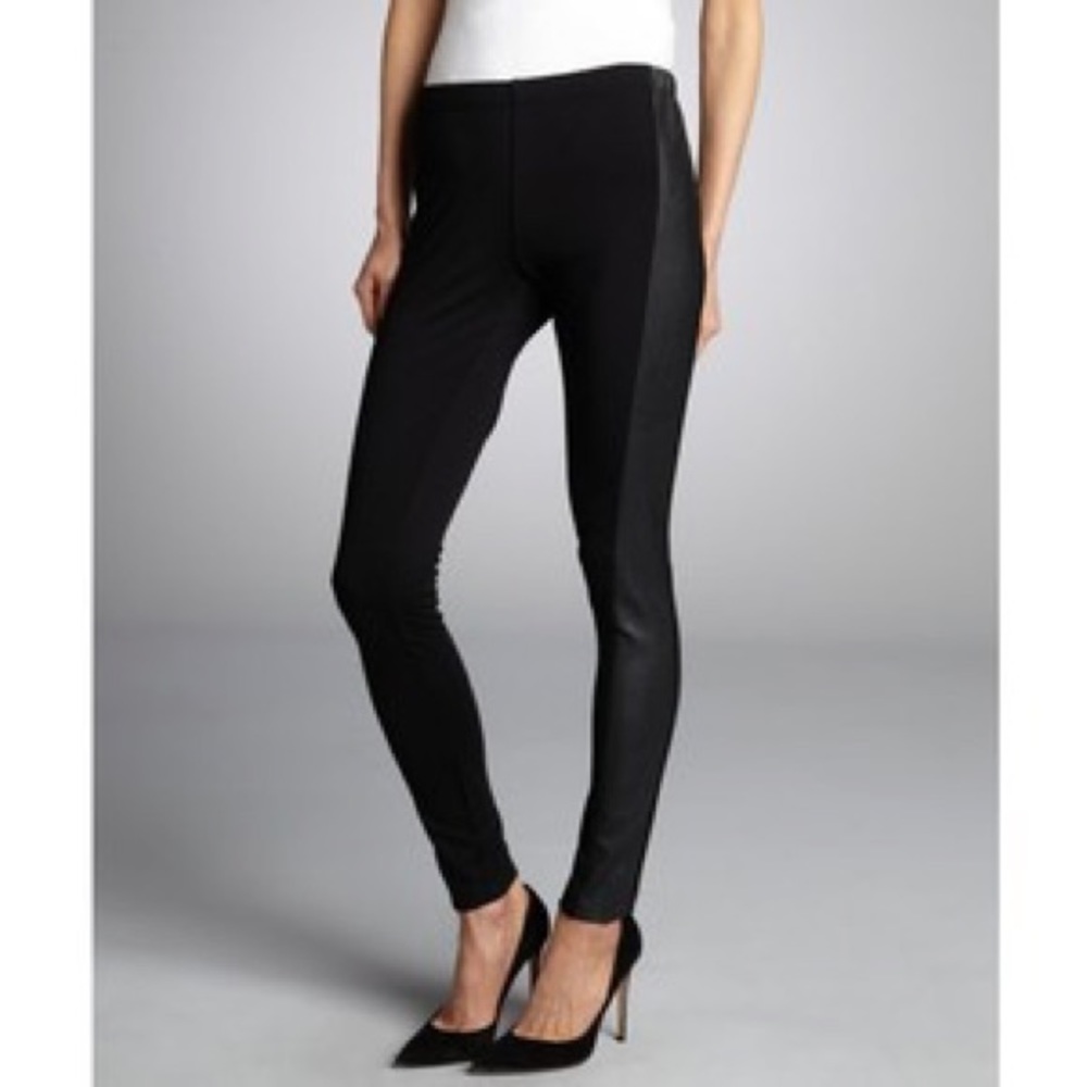 Black leggings with feaux leather sides