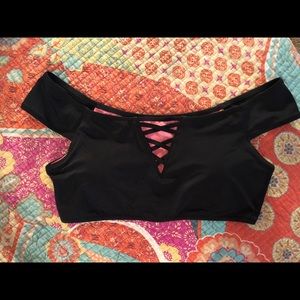 Victoria’s Secret PINK Black Criss Cross Swim Top