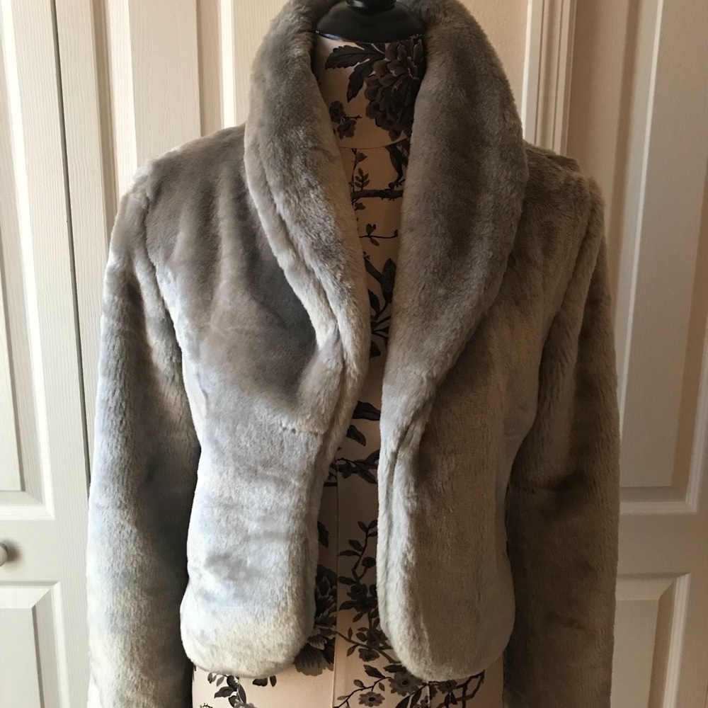 NWT Vegan Silver/Grey Fur Coat