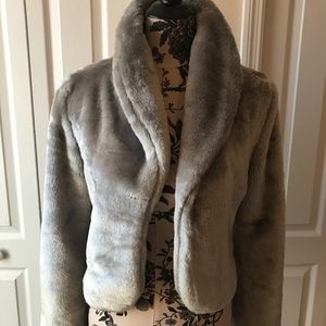 NWT Vegan Silver/Grey Fur Coat