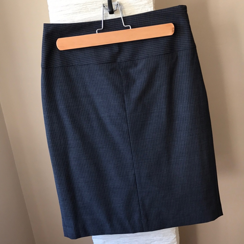 Pinstripe Banana Republic pencil skirt.