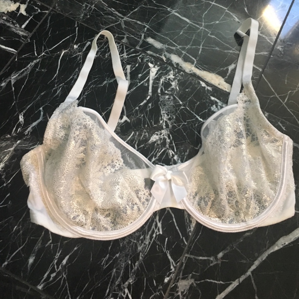 Victoria’s Secret Bridal white & sparkly gold bra
