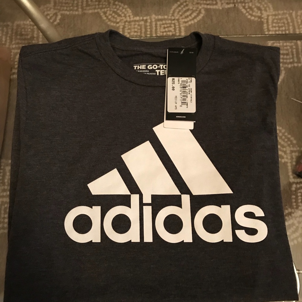 Gray Adidas Shirt with White Logo NEW