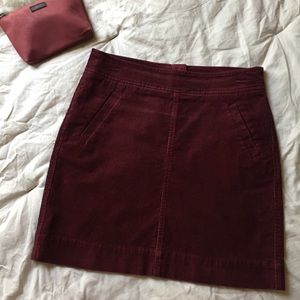 Burgundy Corduroy Mini Skirt