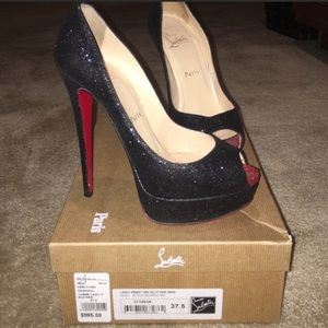 Christian Louboutin Lady Peep glitter heels