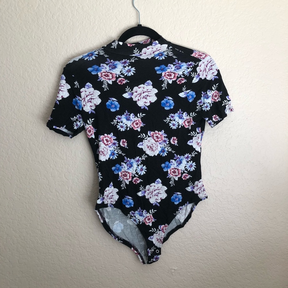 Mock neck open back body suit