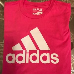 Women’s pink Adidas shirt with white logo