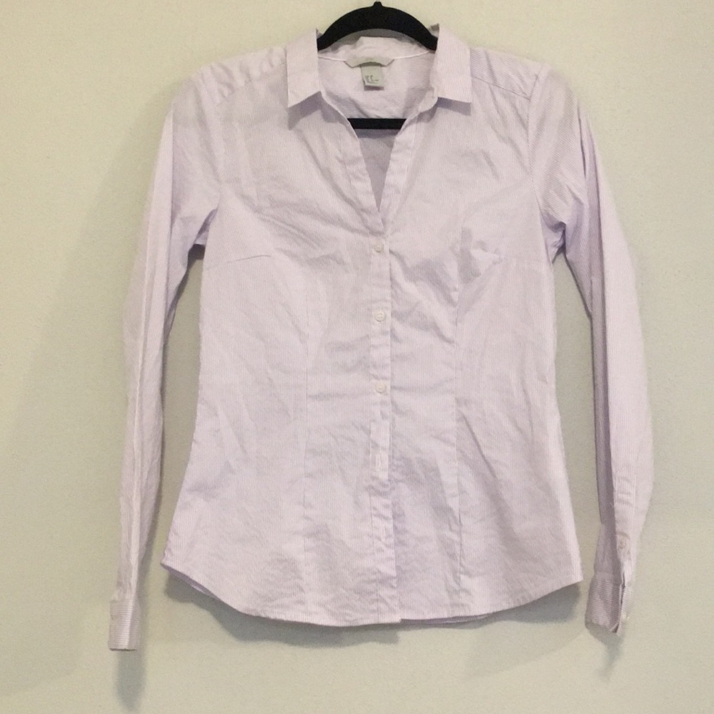 HM Purple and White Strips Button Down Shirt