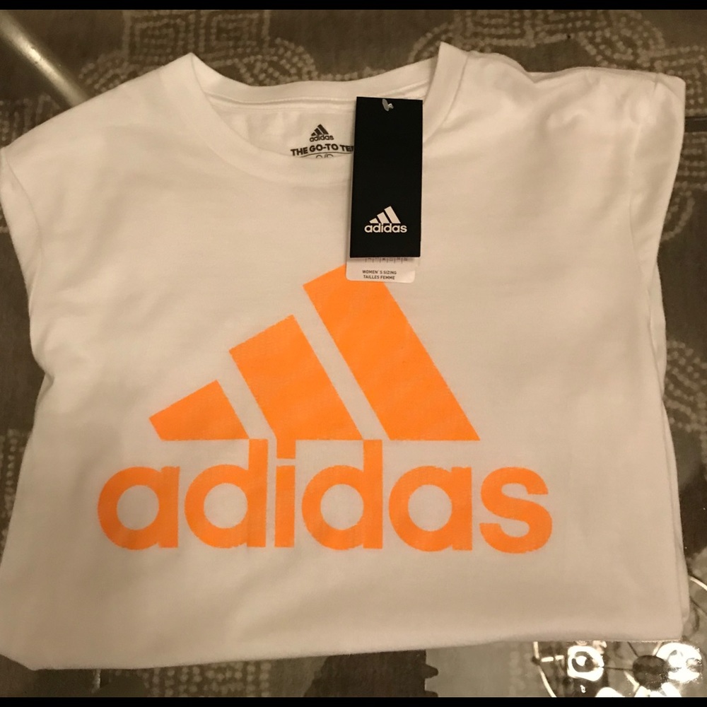 Women’s Adidas white and orange  t-shirt