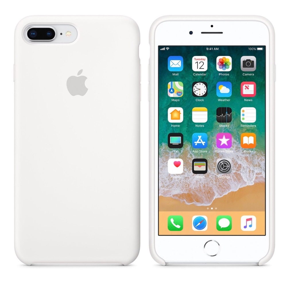 White Apple Silicone iPhone 8 Plus/7 Plus Case