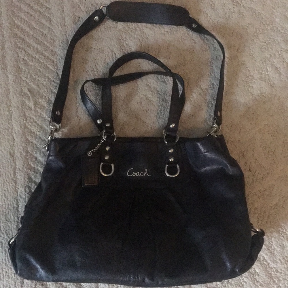 Authentic Hardly used black leather coach bag