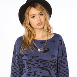 Blue Once a Cheetah Sweater XS by MinkPink