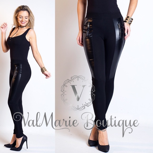 SZ S LAST 1- Stretchy Leatherette leggings - Picture 3 of 6