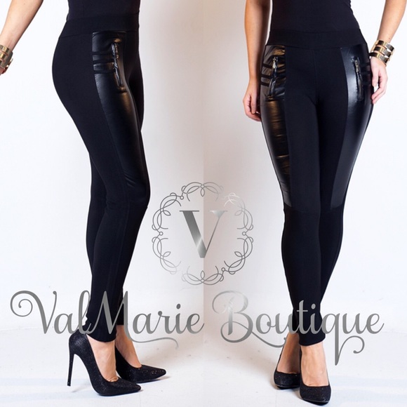 SZ S LAST 1- Stretchy Leatherette leggings - Picture 2 of 6