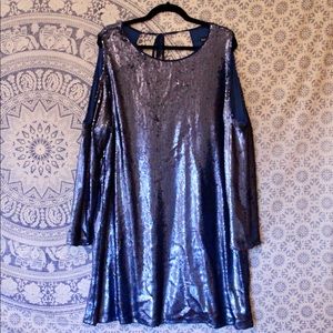 Boohoo Plus Cold Shoulder Sequin Shift Dress