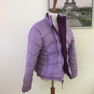 LLBean Lavender Plum Reversible Down Coat Size XL