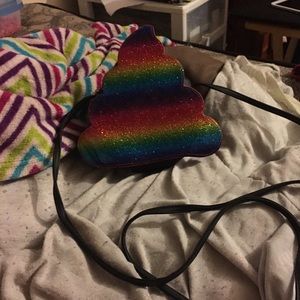 Small rainbow poop emoji purse