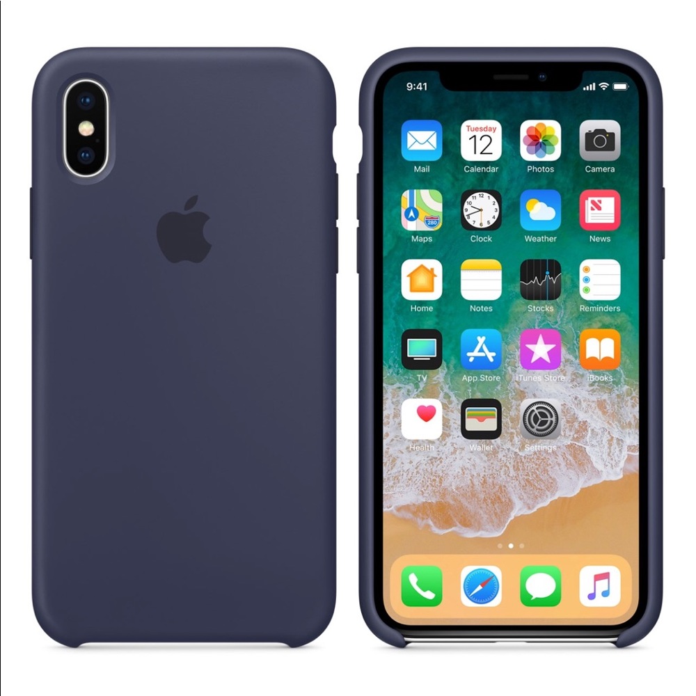 Navy Blue Apple Silicone iPhone X Case