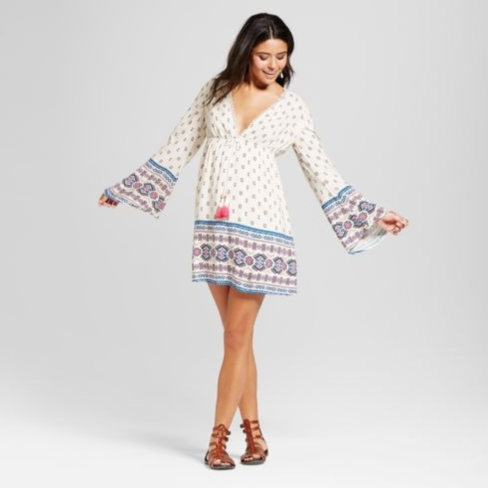 Junior's Xhilaration Long Sleeve Caftan Dress S