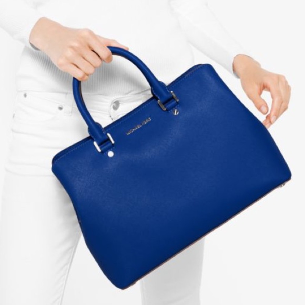 Royal blue Savannah Large Saffiano Leather Satchel