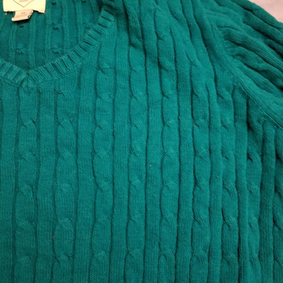V-neck teal ribbed sweater - Picture 2 of 3