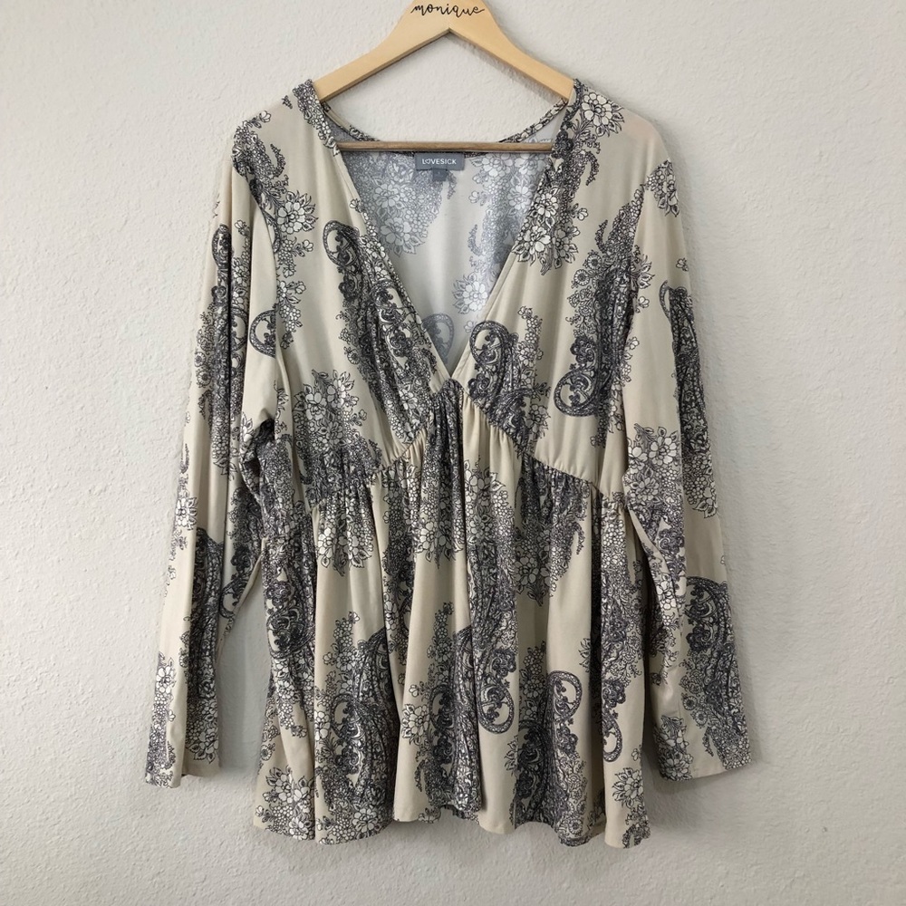 Lovesick by Torrid Floral Cream Longsleeves Top