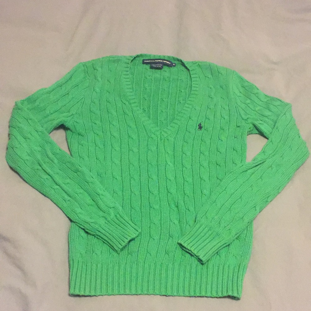 SOLD- Ralph Lauren green cable knit sweater
