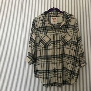 White & black plaid shirt