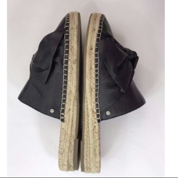 NEW Sam Edelman Black Leather Espadrilles Mules - Picture 6 of 8