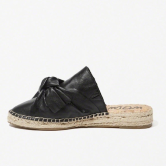 NEW Sam Edelman Black Leather Espadrilles Mules - Picture 2 of 8