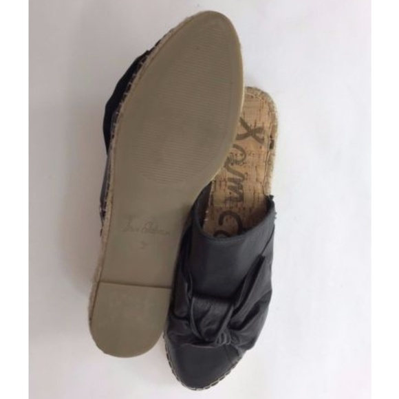 NEW Sam Edelman Black Leather Espadrilles Mules - Picture 5 of 8