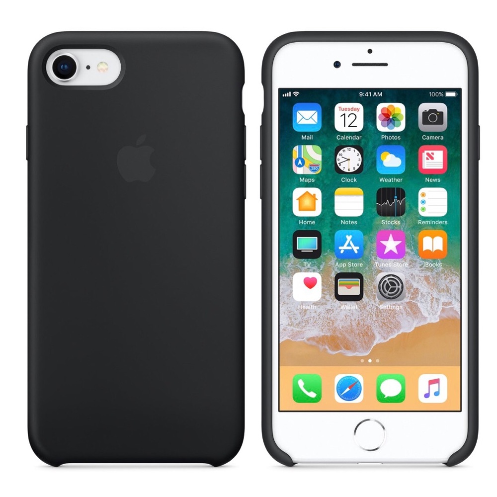 Black Apple Silicone iPhone 8/7 Case