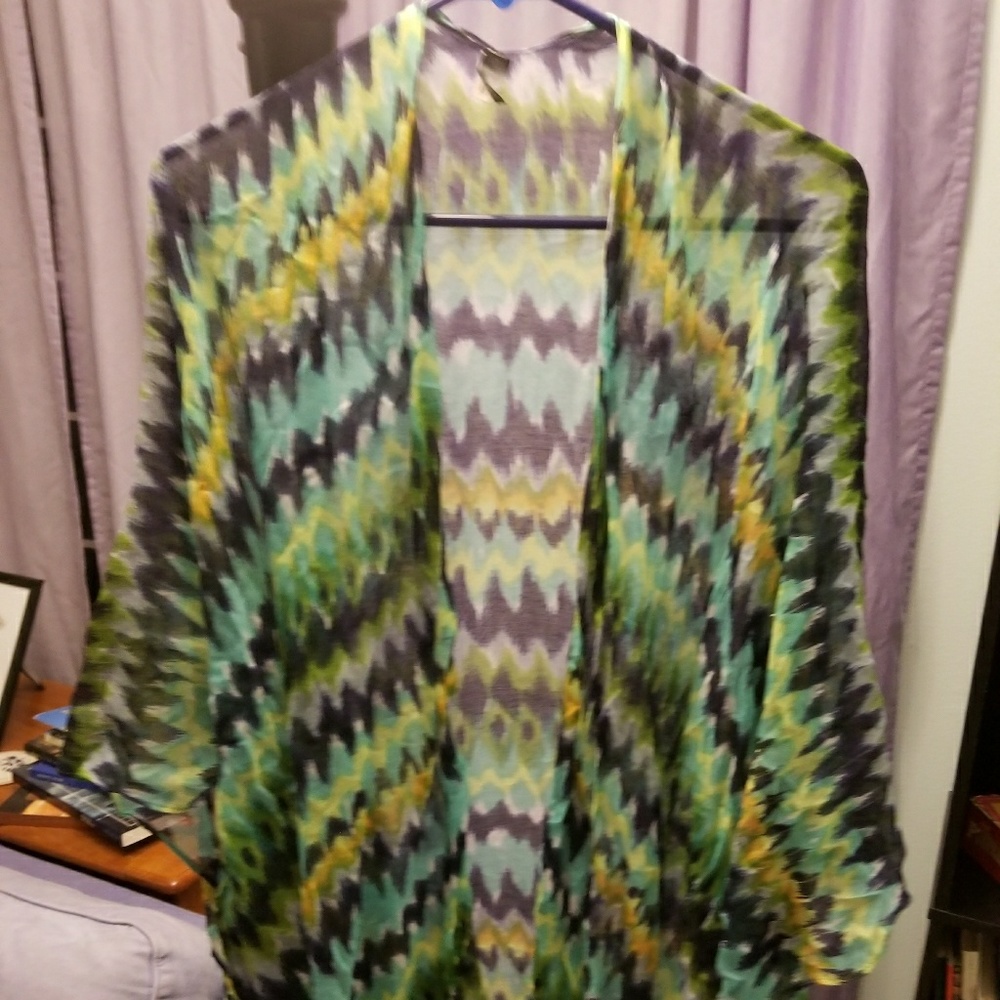 Light with patterned open front cardigan