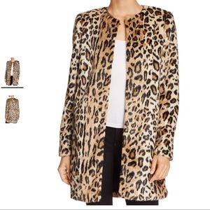 T Tahari Jenna Faux Leopard Fur Coat